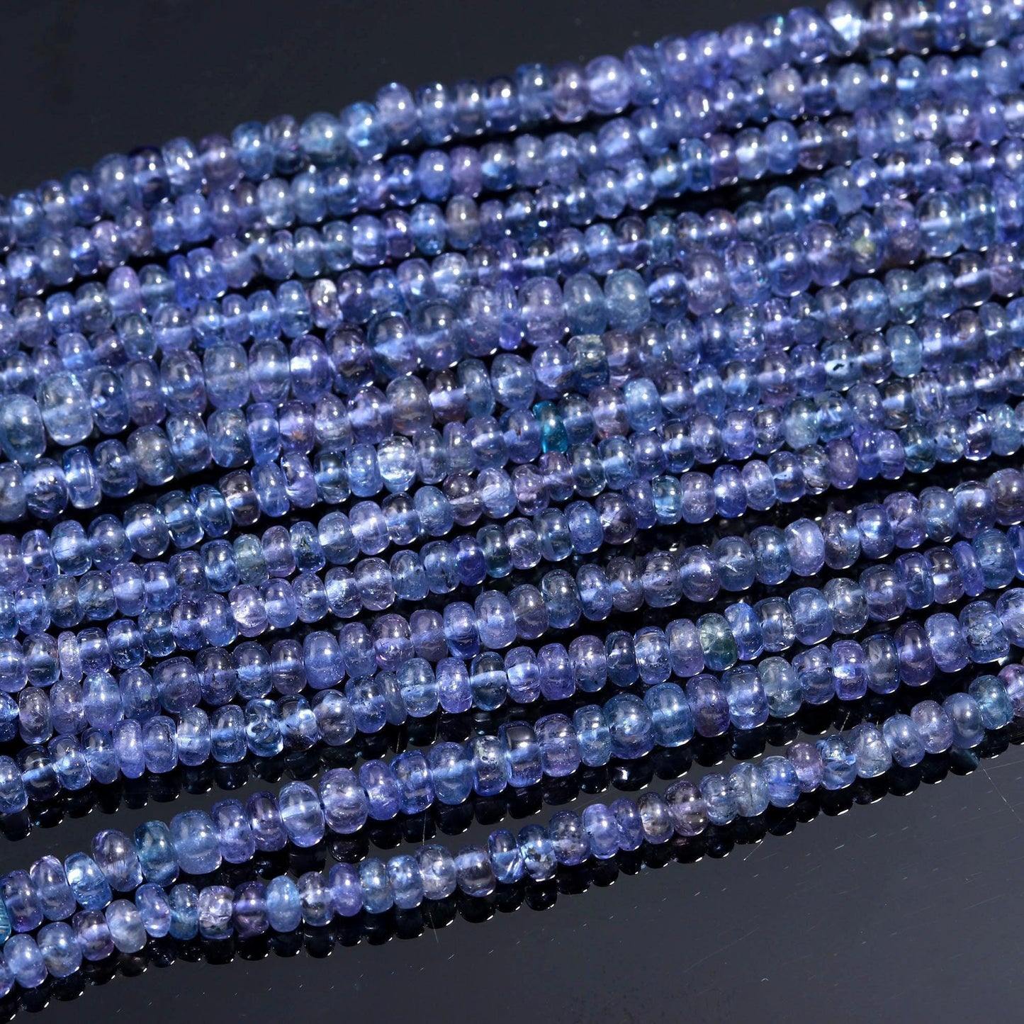 Tanzanite Smooth Rondelle Beads Natural 5 MM Blue Tanzanite Smooth Beads for Designer Handmade Jewelry Necklace Bracelet Earrings Making