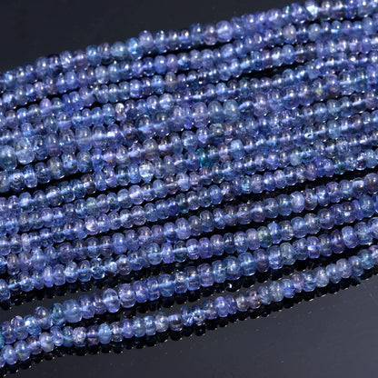 Tanzanite Smooth Rondelle Beads Natural 5 MM Blue Tanzanite Smooth Beads for Designer Handmade Jewelry Necklace Bracelet Earrings Making