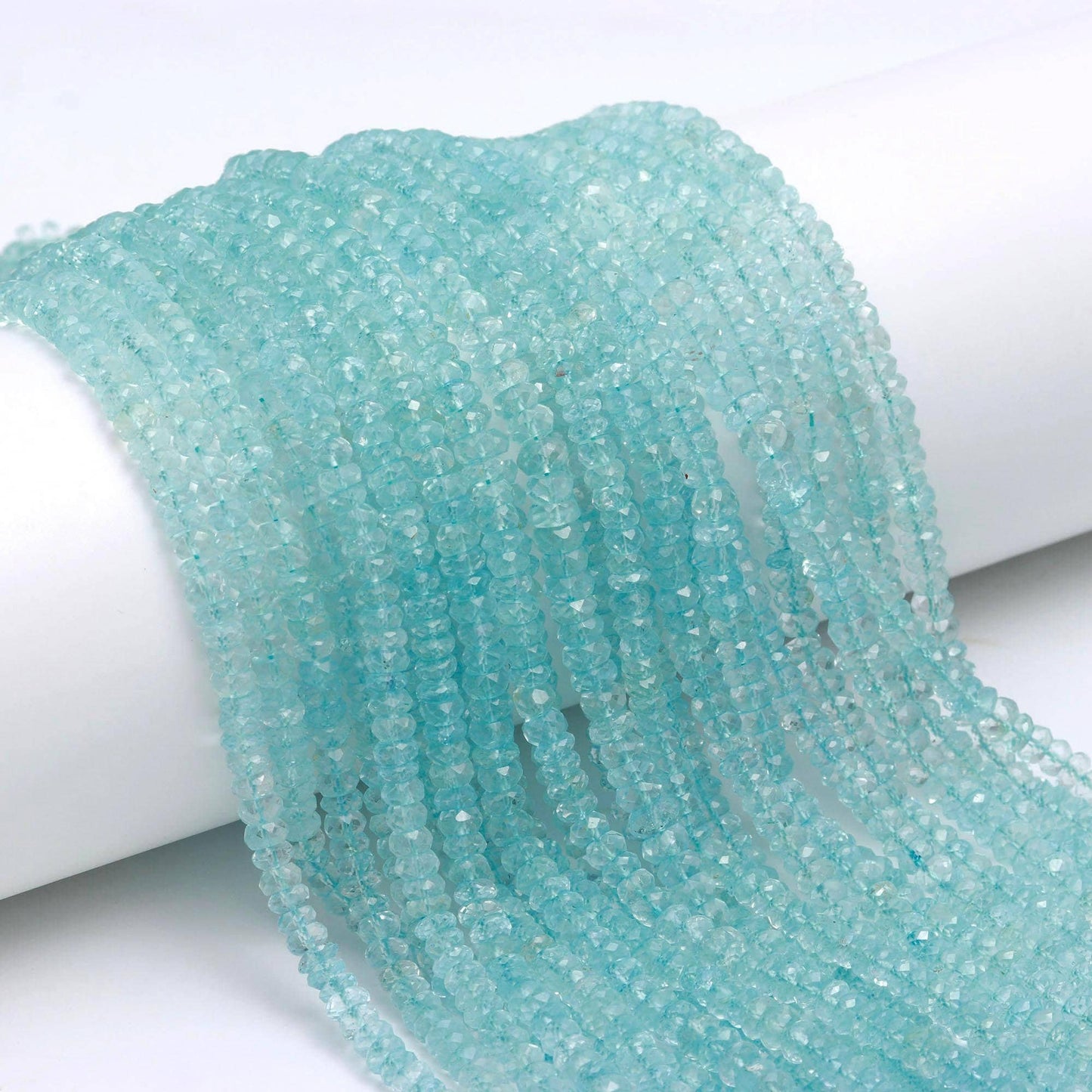 100% Natural Blue Topaz Faceted Rondelle Beads, Geniun 5-6 MM Sky Blue Topaz Beads,  Rare BT Rondelle Beads Faceted Blue Topaz Rondelle Bead