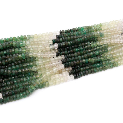 Emerald Shaded Faceted Rondelle Natural Emerald Shaded Faceted 3-4.5 MM Gemstone Beads for Handmade Designer Jewelry Necklace Making Craft