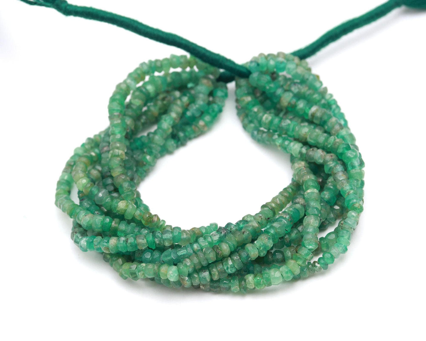 Natural Zambia Emerald Faceted Rondelle Beads 3-3.5 MM Emerald Rondelle Beads for Handmade Designer Jewelry Making Craft & Bijoux Supplies