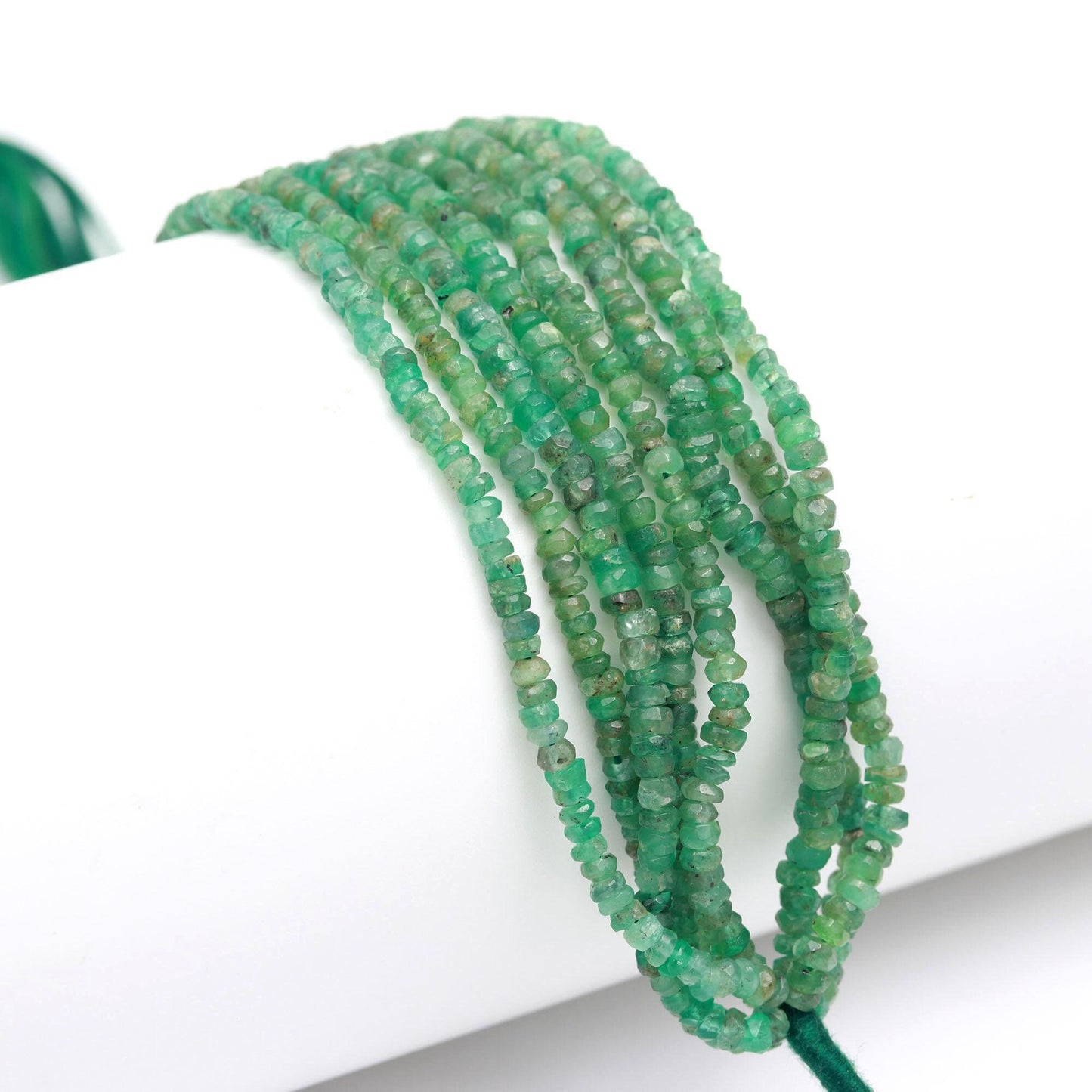 Natural Zambia Emerald Faceted Rondelle Beads 3-3.5 MM Emerald Rondelle Beads for Handmade Designer Jewelry Making Craft & Bijoux Supplies