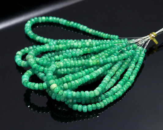 AAA Natural Russian Emerald smooth Rondelle Beads | 4-5.5 MM Emerald Rondelle beads | 7 inch Rondelle Emerald bracelet
