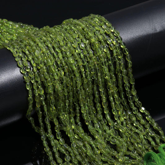 3 Strands Peridot Smooth Oval Beads 5x7-6x8 MM AAA Natural Peridot Oval Beads Parrot Green Peridot Oval Beads for Designer Jewelry Craft