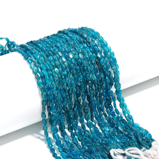 Natural Neon Apatite Smooth Oval Beads, Neon Apatite 4x6 - 5x7 MM Oval Beads, 13" Apatite Beads Strand