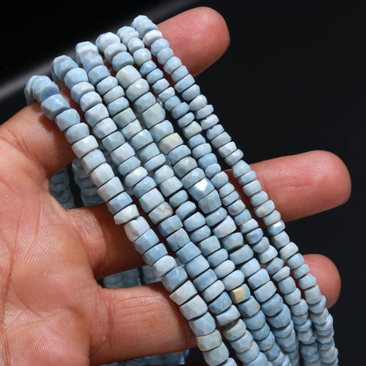 Blue Opal Rondelle Beads Natural Blue Opal Faceted Rondelle 5-6 MM Beads for Designer Jewelry Necklace Pendant Bracelet Making and Reselling