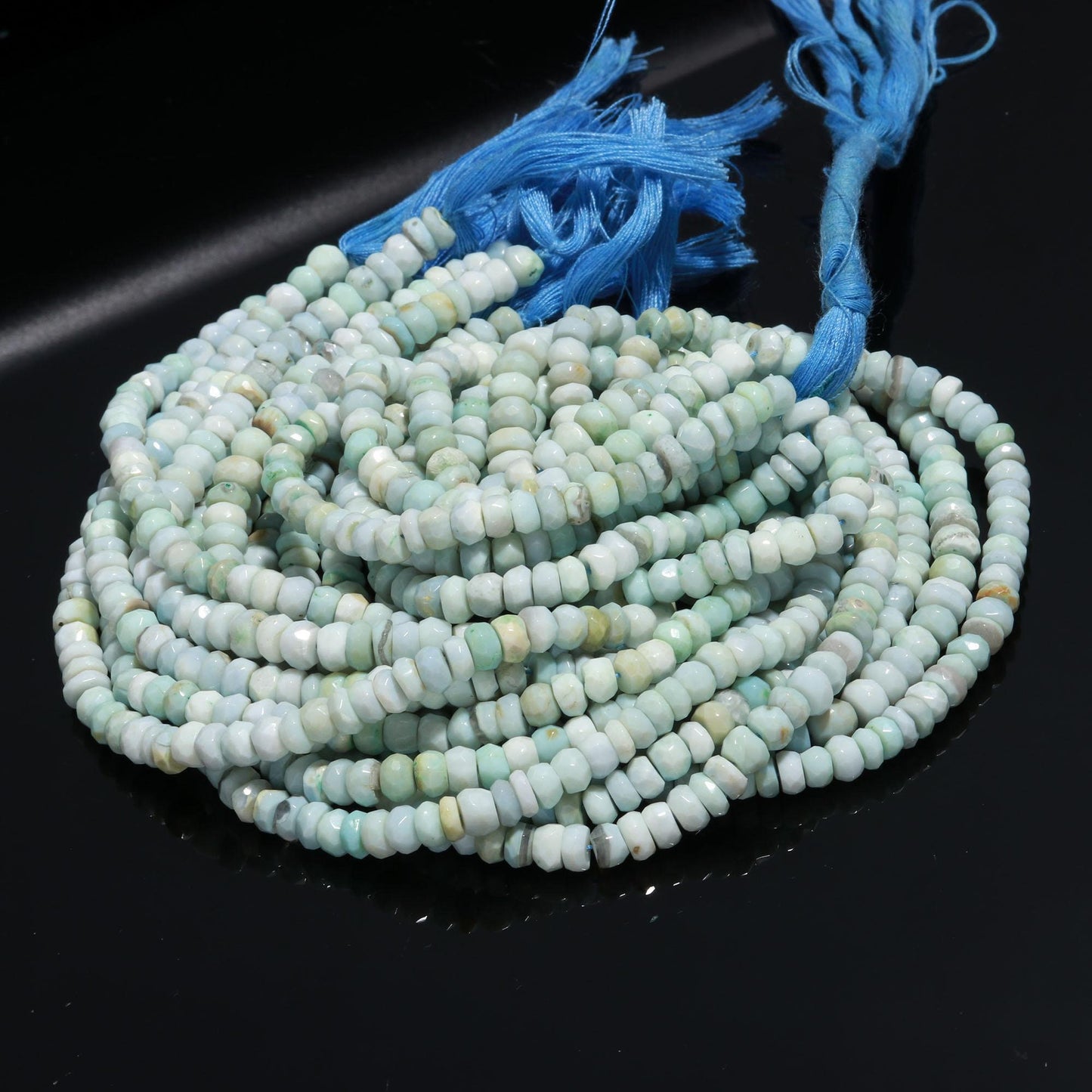 Boulder Opal Faceted Rondelle Beads Boulder Blue Opal Rondelle Beads 6MM Boulder Opal Rondelle Gemstone Beads for Designer Jewelry Craft