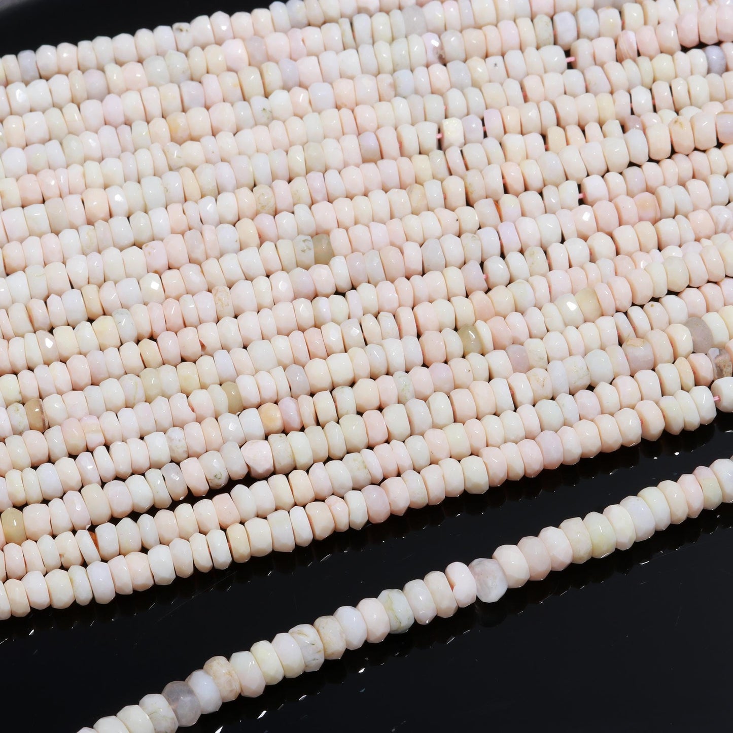 Pink Opal Faceted Rondelle Beads Natural Pink Opal Rondelle Beads 5-6 MM Opal Gemstone Beads for Jewelry Necklace Bracelet Pendant Making
