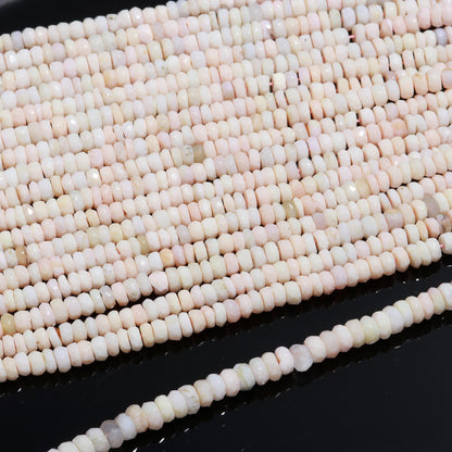 Pink Opal Faceted Rondelle Beads Natural Pink Opal Rondelle Beads 5-6 MM Opal Gemstone Beads for Jewelry Necklace Bracelet Pendant Making