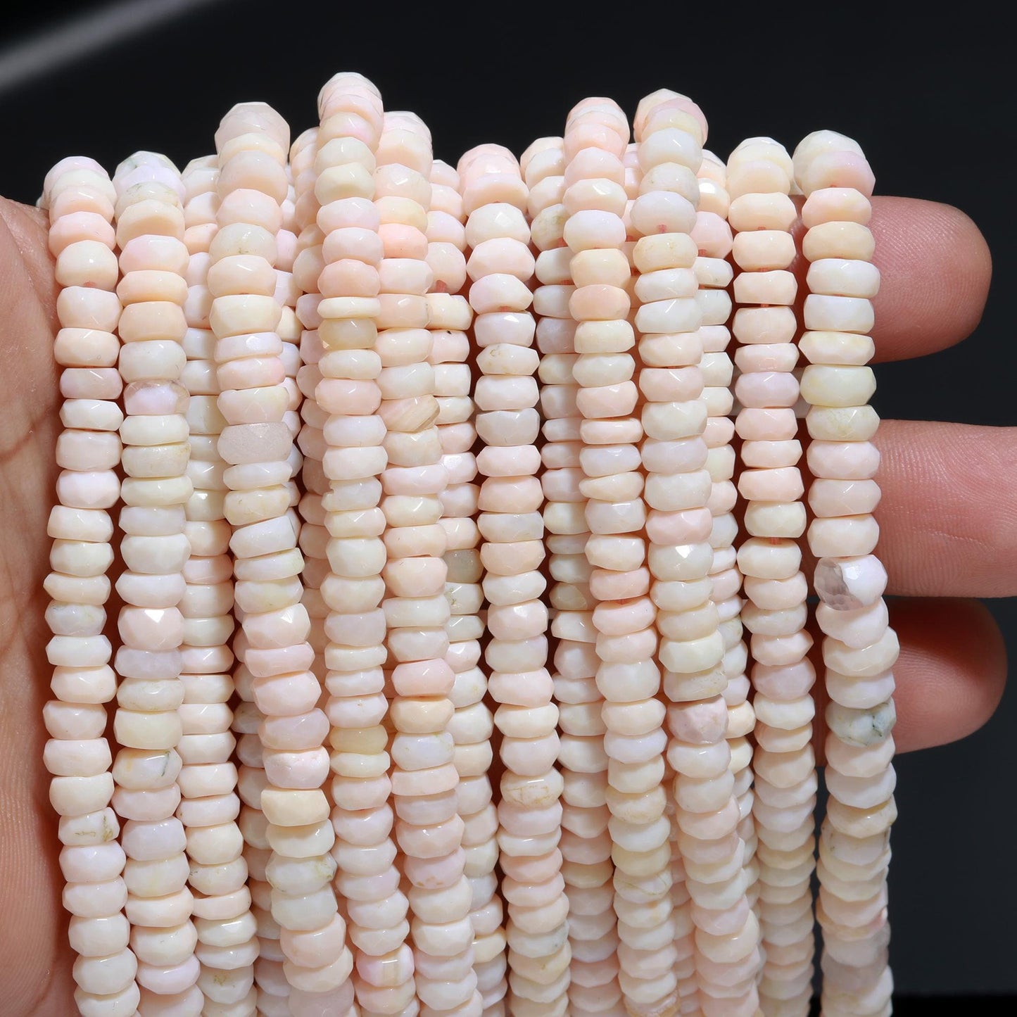 Pink Opal Faceted Rondelle Beads Natural Pink Opal Rondelle Beads 5-6 MM Opal Gemstone Beads for Jewelry Necklace Bracelet Pendant Making