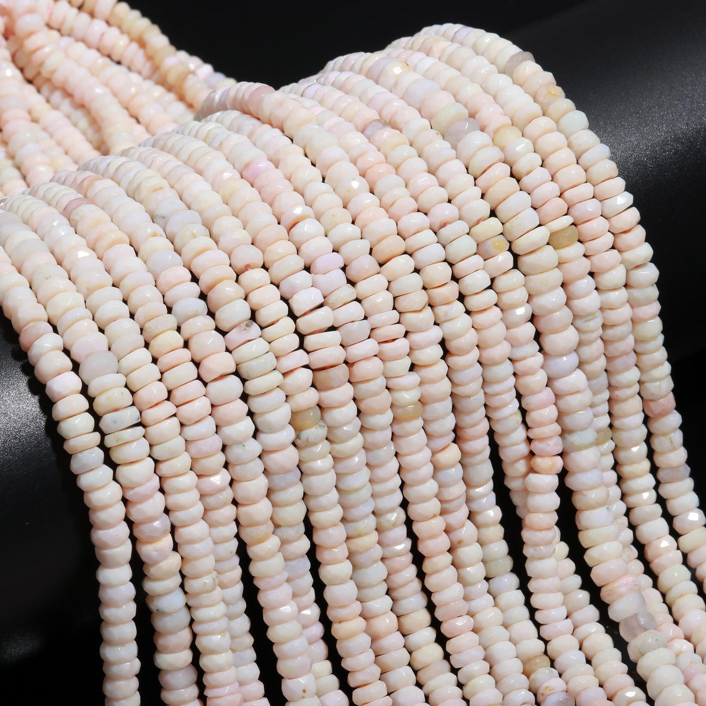 Pink Opal Faceted Rondelle Beads Natural Pink Opal Rondelle Beads 5-6 MM Opal Gemstone Beads for Jewelry Necklace Bracelet Pendant Making