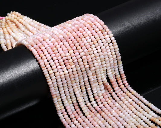 Shaded Pink Opal Faceted Rondelle Beads Natural Pink Opal 5 MM Rondelle Gemstone Bead for Handmade Designer Jewelry Necklace Bracelet Making