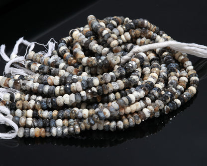 Dendrite Opal Faceted Rondelle Beads Natural Dendrite Opal 9 MM Rondelle Gemstone Beads for Handmade Designer Jewelry Necklace Bracelet