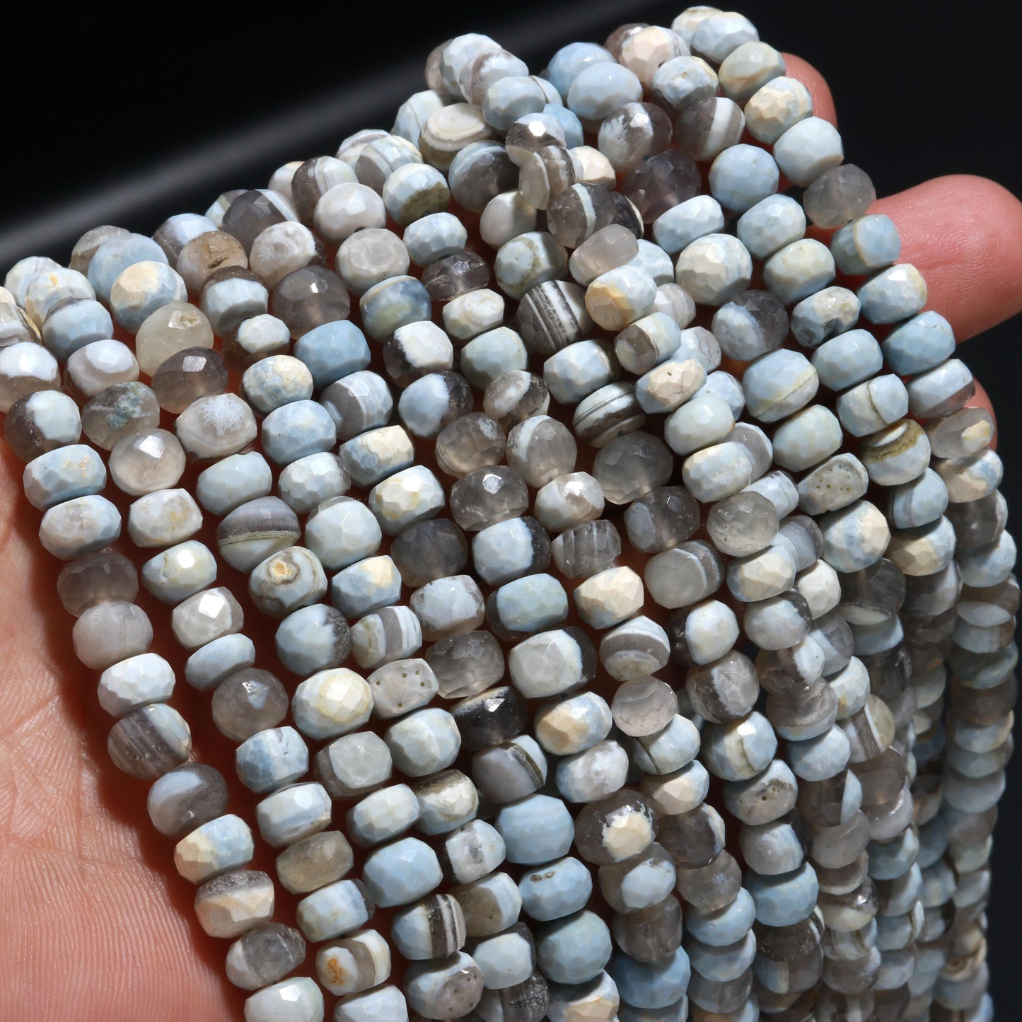 Boulder Opal Faceted Rondelle Beads Natural Boulder Opal 6-7 MM Rondelle Gemstone Beads for Designer Handmade Jewelry Necklace Making Craft
