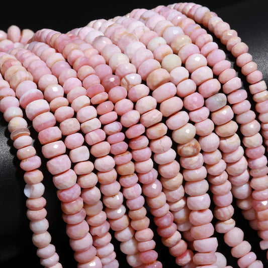 Pink Opal Faceted Rondelle Beads Natural Pink Opal 7 MM Rondelle Gemstone for Handmade Designer Jewelry Necklace Pendant Bracelet Making