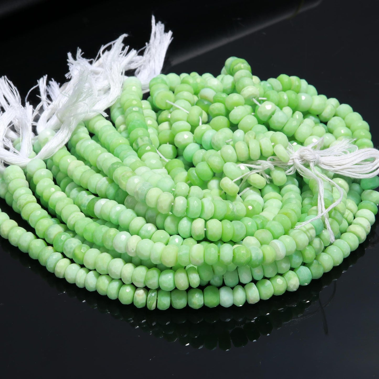 Green Opal Faceted Rondelle Beads Natural Shaded Green Opal 8-9 MM Rondelle Gemstone Beads for Handmade Designer Jewelry Necklace Bracelet