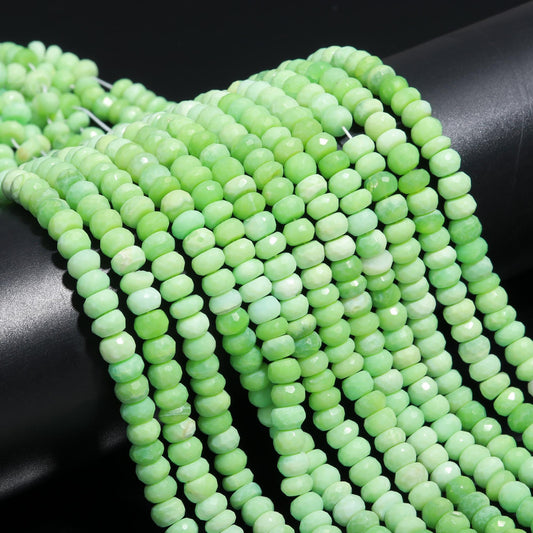 Green Opal Faceted Rondelle Beads Natural Shaded Green Opal 8-9 MM Rondelle Gemstone Beads for Handmade Designer Jewelry Necklace Bracelet