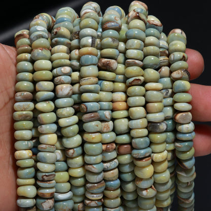 Cat's Eye Opal Smooth 8-9 MM Rondelle Beads Green Dot Plain Rondelle Opal Beads Smooth Opal Beads for Jewelry Necklace Bracelet Making Craft