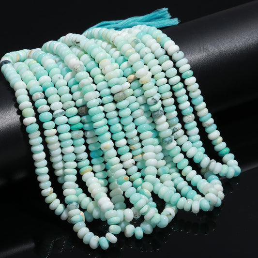 Sky Blue Opal Smooth Rondelle Beads Sky Blue Opal Rondelle 8-9 MM Gemstone Beads for Handmade Designer Jewelry Necklace Bracelet Making