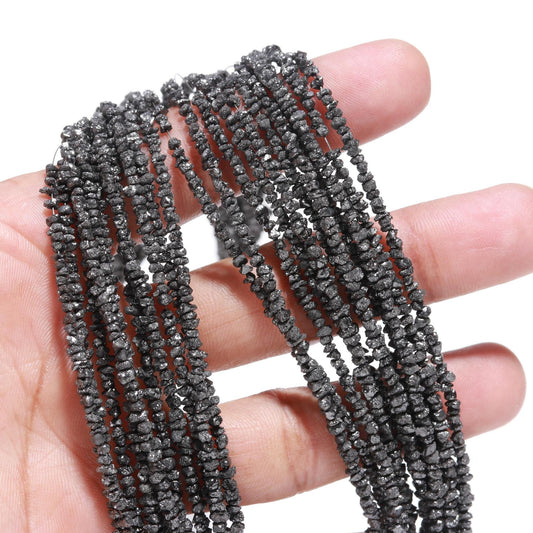 Black Diamond Uncut Beads Natural Diamond Raw Beads 2.5-3.5 MM Natural Black Diamond Raw Uncut Chips Beads for Designer Jewelry Making Craft