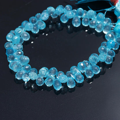 Swiss Blue Topaz Faceted Tear Drop Beads 8" Sky Blue Topaz Beads AAA+ Blue Topaz Tear Shape Beads for Handmade Designer Jewelry Making Craft