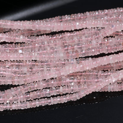 Rose Quartz Heishi Washer Beads Excellent Quality Natural Rose Quartz Washer Bead 16 Inch Heishi Washer Rose Quartz Beads for Jewelry Making
