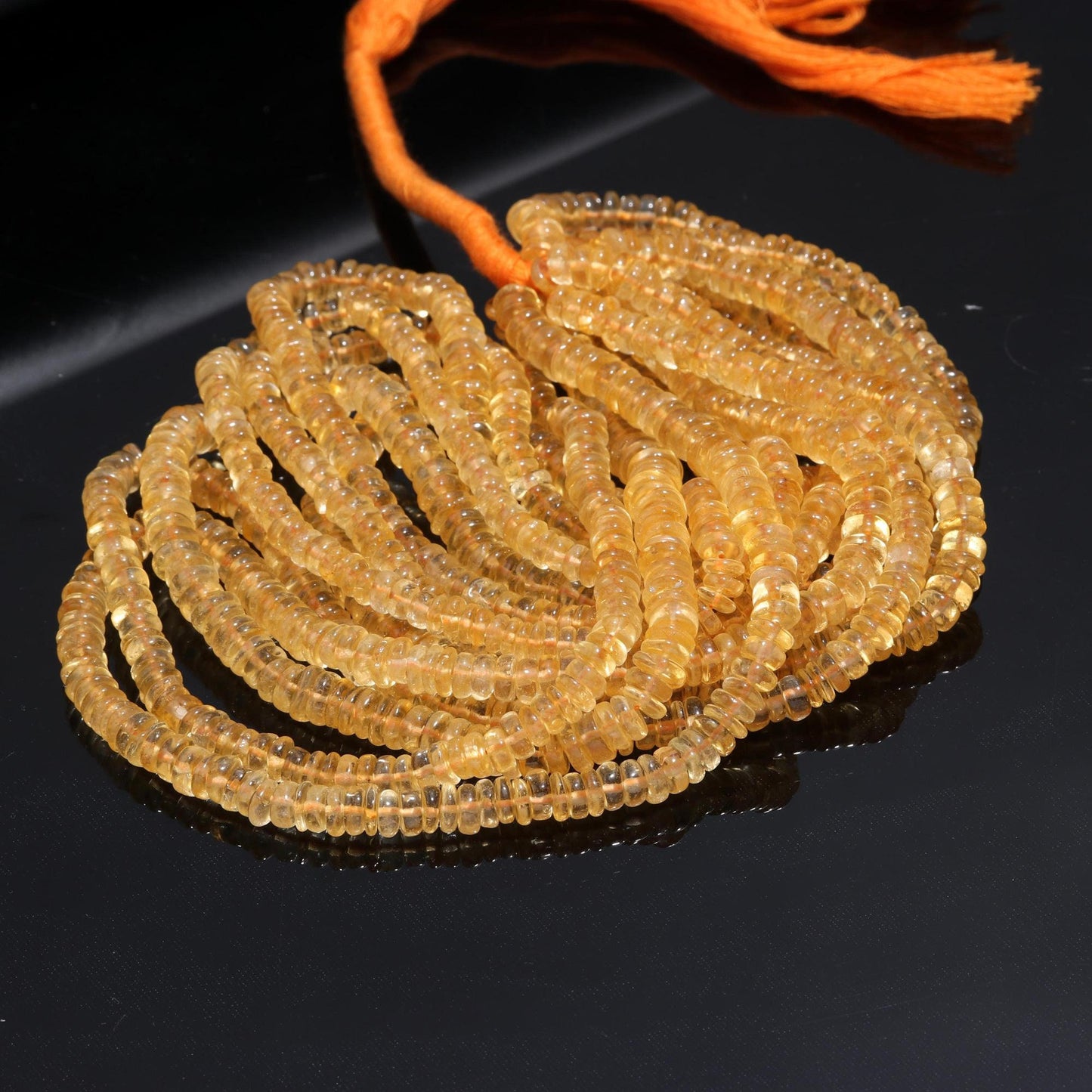 Citrine Heishi Washer Beads Excellent Quality Natural Citrine Tyer Beads Citrine Plain Tyer Beads Smooth Beads for Jewelry Making Craft