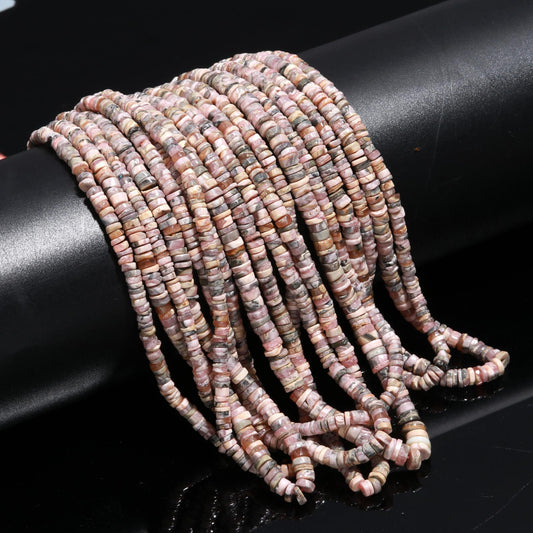AAA Natural Rhodochrosite Heishi Washer Beads, Pink Rhodochrosite Heishi Tyer Beads, 16”  Rhodochrosite Wheel Gemstone Beads  Jewelry Making