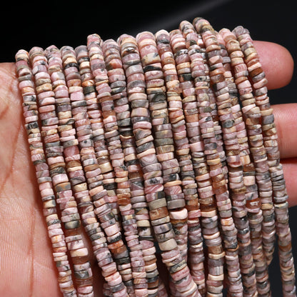 AAA Natural Rhodochrosite Heishi Washer Beads, Pink Rhodochrosite Heishi Tyer Beads, 16”  Rhodochrosite Wheel Gemstone Beads  Jewelry Making
