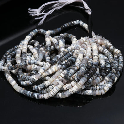 Dendrite Opal Tyre Shape Beads Dendrite Opal Wheel Shape Beads Dendrite Opal Heishi Tyre Beads Natural Dendrite Opal Beads for Jewelry Craft