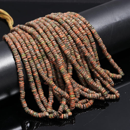 Unakite Heishi Tyre Shape Beads Natural Unakite Flat Smooth Beads Unakite Wheels Unakite Designer Handmade Jewelry Making Gemstone Beads
