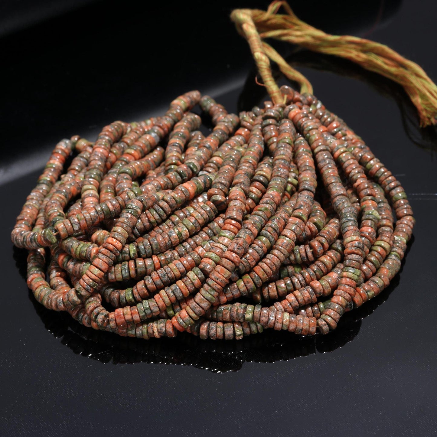 Unakite Heishi Tyre Shape Beads Natural Unakite Flat Smooth Beads Unakite Wheels Unakite Designer Handmade Jewelry Making Gemstone Beads