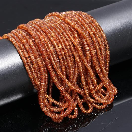 Hessonite Garnet Heishi Washer Beads Natural 4-5 MM Hessonite Smooth Tyre Shape Beads 16" Strand Garnet Beads for Handmade Jewelry Making