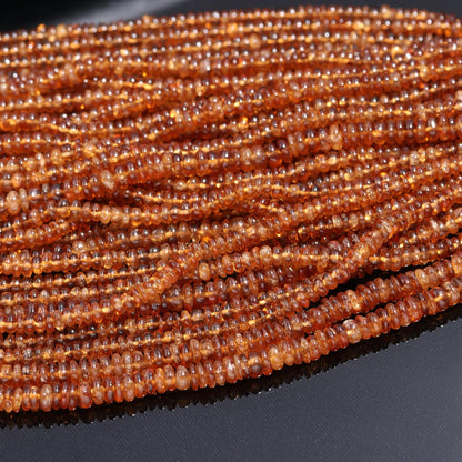 Hessonite Garnet Heishi Washer Beads Natural 4-5 MM Hessonite Smooth Tyre Shape Beads 16" Strand Garnet Beads for Handmade Jewelry Making