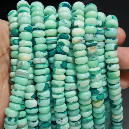 Larimar Opal Smooth Rondelle Beads Larimer Opal 9-10 MM Rondelle Gemstone Beads for Handmade Designer Jewelry Necklace Bracelet Making Craft