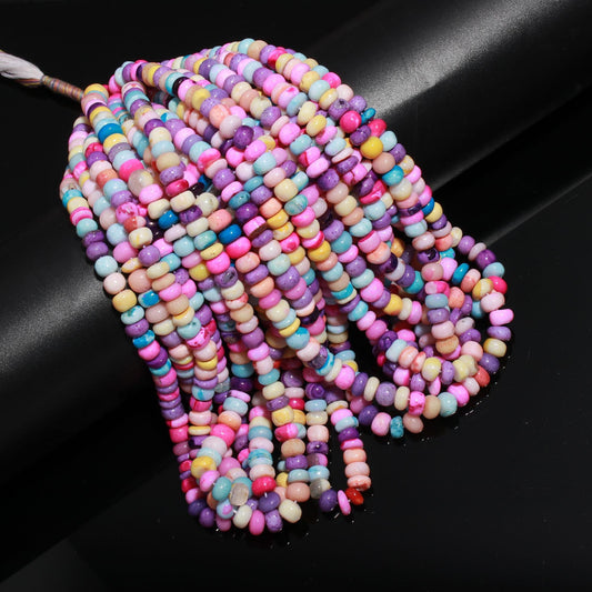 Multi Color Opal Smooth Rondelle Shape Colorful Disco Gemstone Rondelle 9 MM Beads Opal for Handmade Jewelry Necklace Bracelet Making Craft