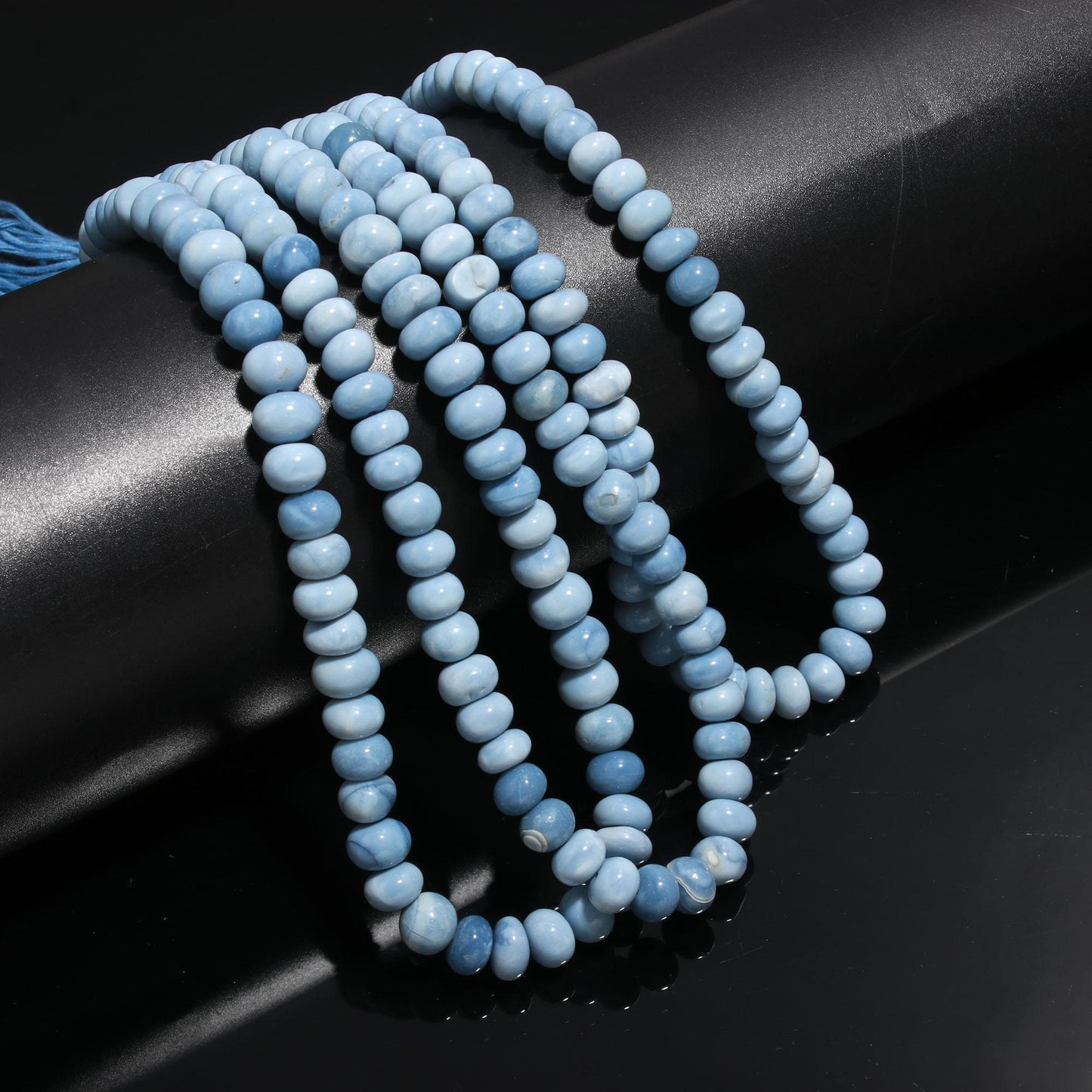 Grey Blue Opal Smooth Rondelle Beads Shaded Grey Blue Opal Rondelle 8-9 MM Gemstone Bead for Handmade Jewelry Necklace Bracelet Making Craft