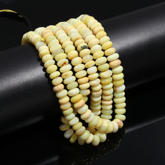 Yellow Color Opal Smooth Beads 9 MM Yellow Opal Gemstone Smooth Rondelle Beads for Handmade Jewelry Necklace Bracelet Making & Reselling