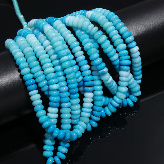 Shaded Blue Color Opal Smooth Rondelle Gemstone 10 MM Beads for Handmade Designer Jewelry Necklace Bracelet Making Craft & Reselling