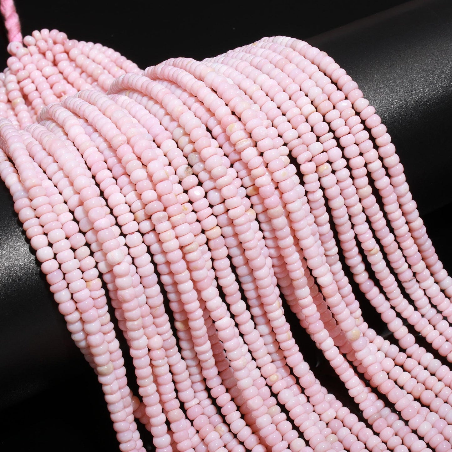 Pink Opal Smooth Rondelle Beads 5 MM Baby Pink Opal Plain Rondelle Beads for Jewelry Necklace Bracelet Making, Natural Opal Rondelle Beads