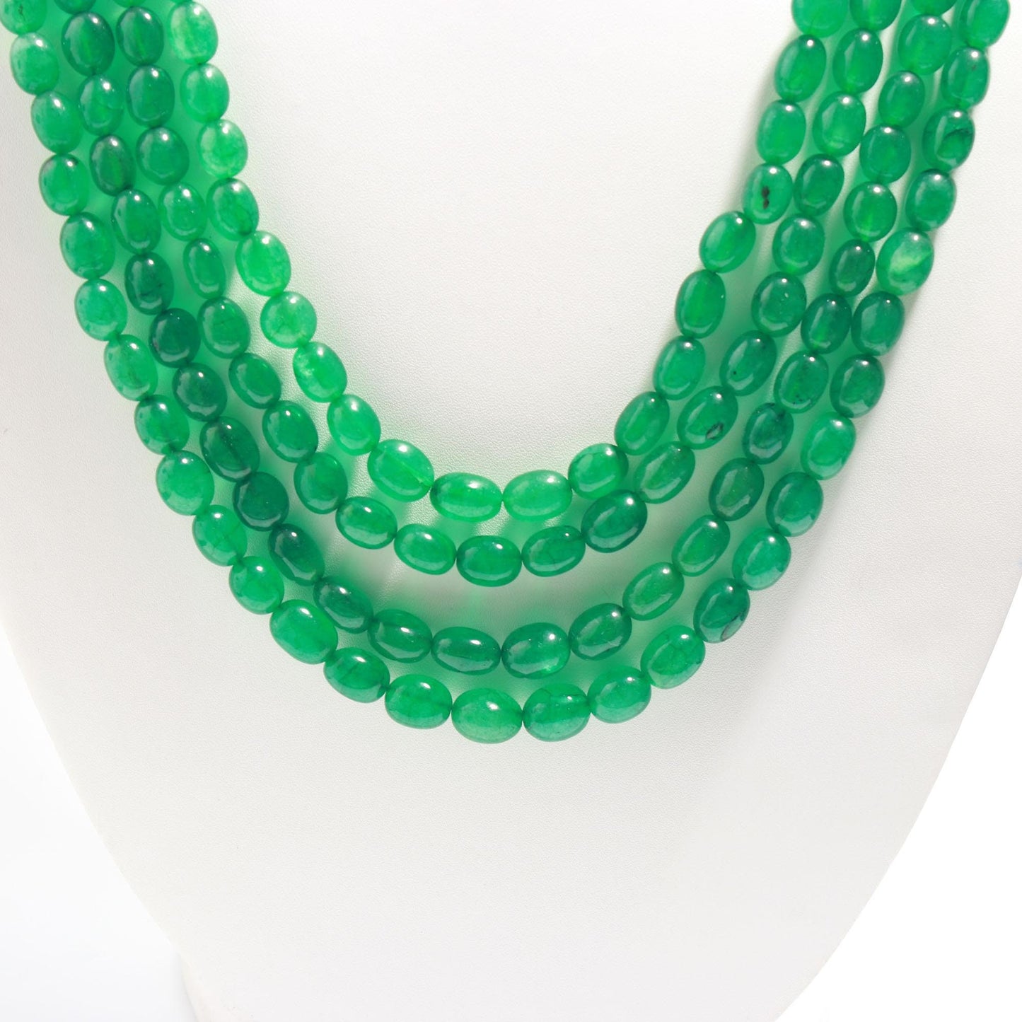 4 Strands Emerald Quartz Smooth Oval Beads 6X8 MM - 8x11 MM Quartz Beads 18-21 Inch Emerald Quartz Jewelry Necklace with Drawstring Clasp