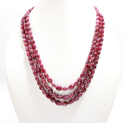 1 Strand AAA African Ruby Smooth Oval Beads, 16 Inch Natural Ruby Oval Bead Necklace with Drawstring Clasp, Natural African Mines Ruby Beads