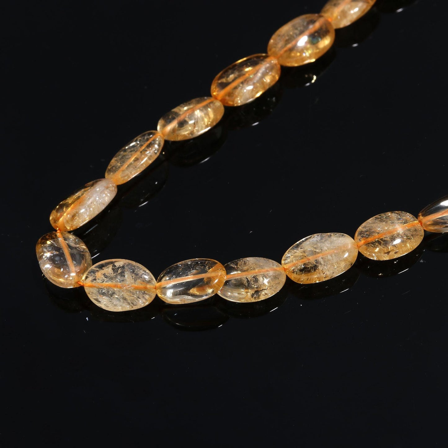 5 Strand Natural Citrine Smooth Oval Beads, 7x10-8x12 MM Citrine Oval Beads, 13 inch Golden Citrine Plain Oval Bead for Jewelry Necklace