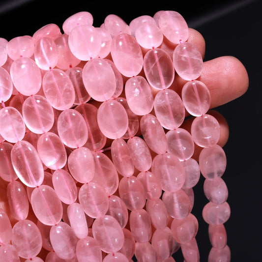 Rose Quartz Smooth Oval Beads 10x12 MM Rose Quartz Oval Beads Super Quality Natural 16" Rose Quartz Plain Oval Beads for Designer Jewelry