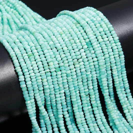 Sky Blue Opal Faceted Rondelle Beads 4.5-5 MM Blue Opal Rondelle Beads Natural Opal Rondelle Gemstone Beads for Jewelry Making & Reselling