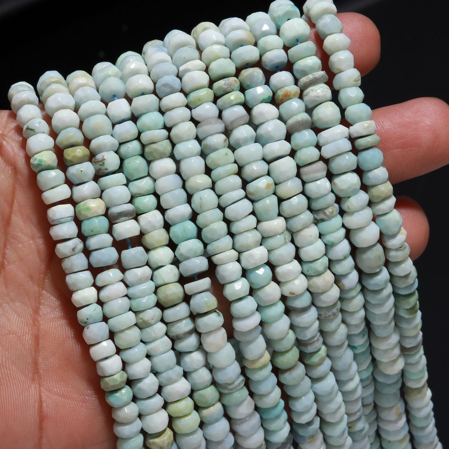 Boulder Opal Faceted Rondelle Beads Boulder Blue Opal Rondelle Beads 6MM Boulder Opal Rondelle Gemstone Beads for Designer Jewelry Craft