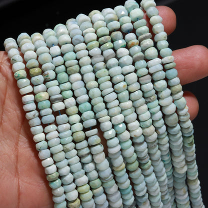 Boulder Opal Faceted Rondelle Beads Boulder Blue Opal Rondelle Beads 6MM Boulder Opal Rondelle Gemstone Beads for Designer Jewelry Craft