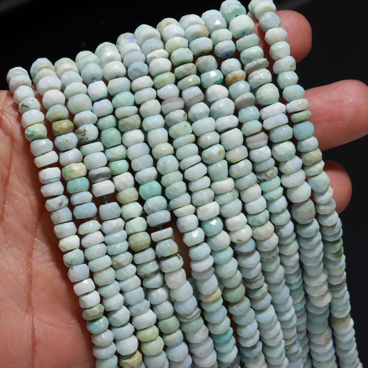 Boulder Opal Faceted Rondelle Beads Boulder Blue Opal Rondelle Beads 6MM Boulder Opal Rondelle Gemstone Beads for Designer Jewelry Craft