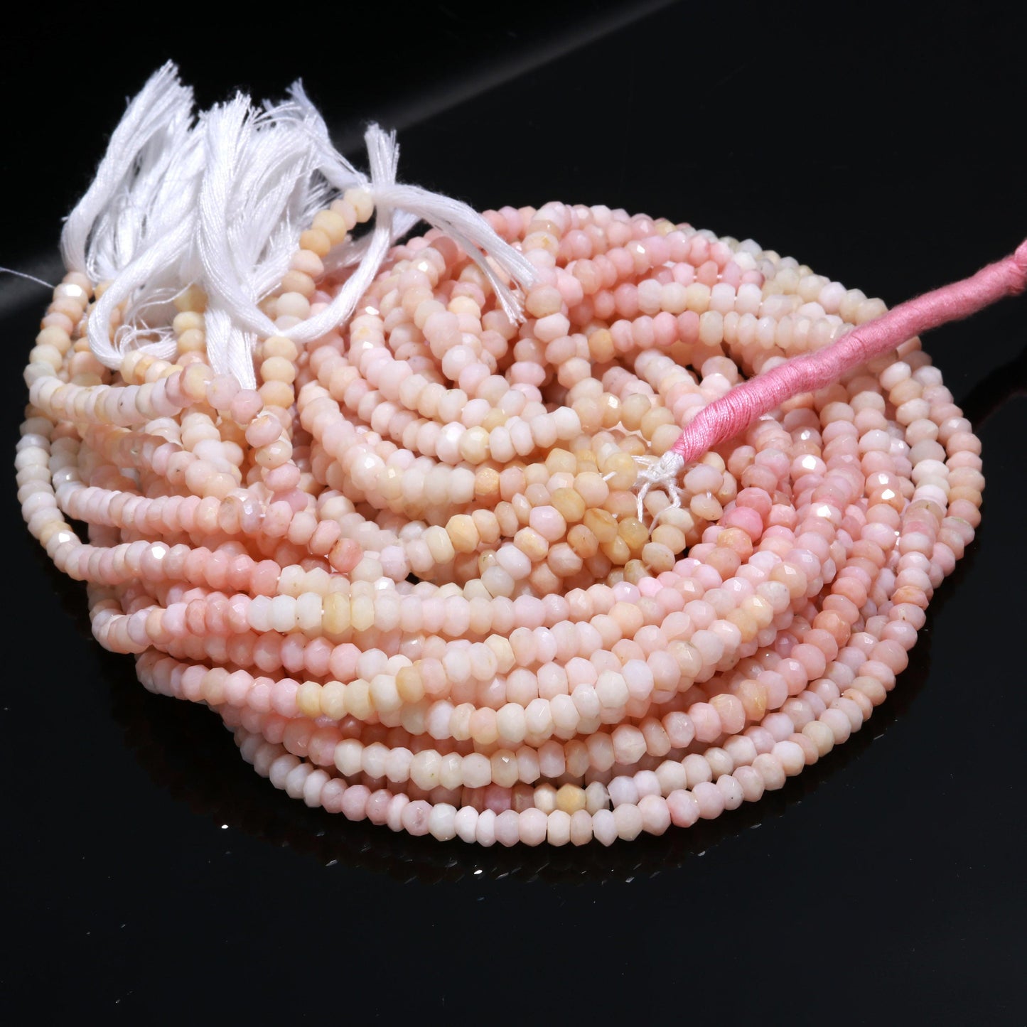 Shaded Pink Opal Faceted Rondelle Beads Natural Pink Opal 5 MM Rondelle Gemstone Bead for Handmade Designer Jewelry Necklace Bracelet Making