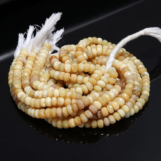 Yellow Opal Faceted Rondelle Beads Natural Yellow Opal 7 MM Rondelle Gemstone Beads for Handmade Jewelry Necklace Pendant Bracelet Making